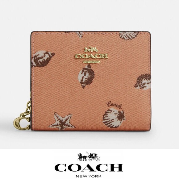 🐚🦀Coach Snap Wallet With Shell Print - Picture 1 of 7